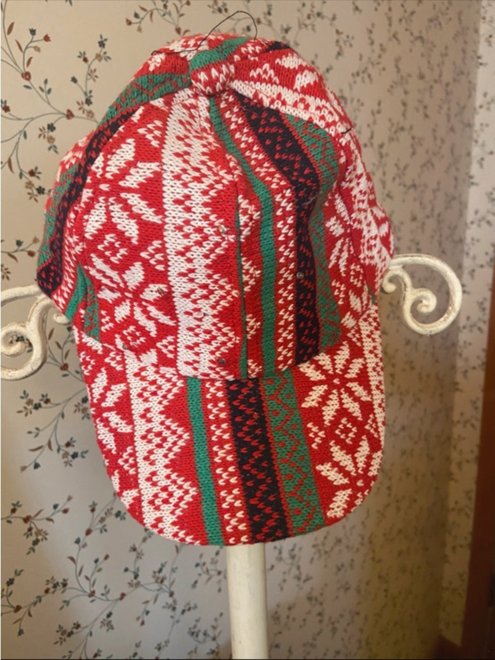 Vintage Hat Light Up Ugly Christmas Sweater Knit Baseball Cap Cottage Holiday